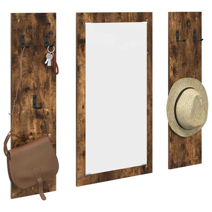 Appendiabiti a muro con specchio Rovere fumé 96 x 1,5 x 90 cm