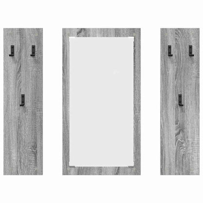 Appendiabiti a muro con specchio Grigio Sonoma 96 x 1,5 x 90 cm