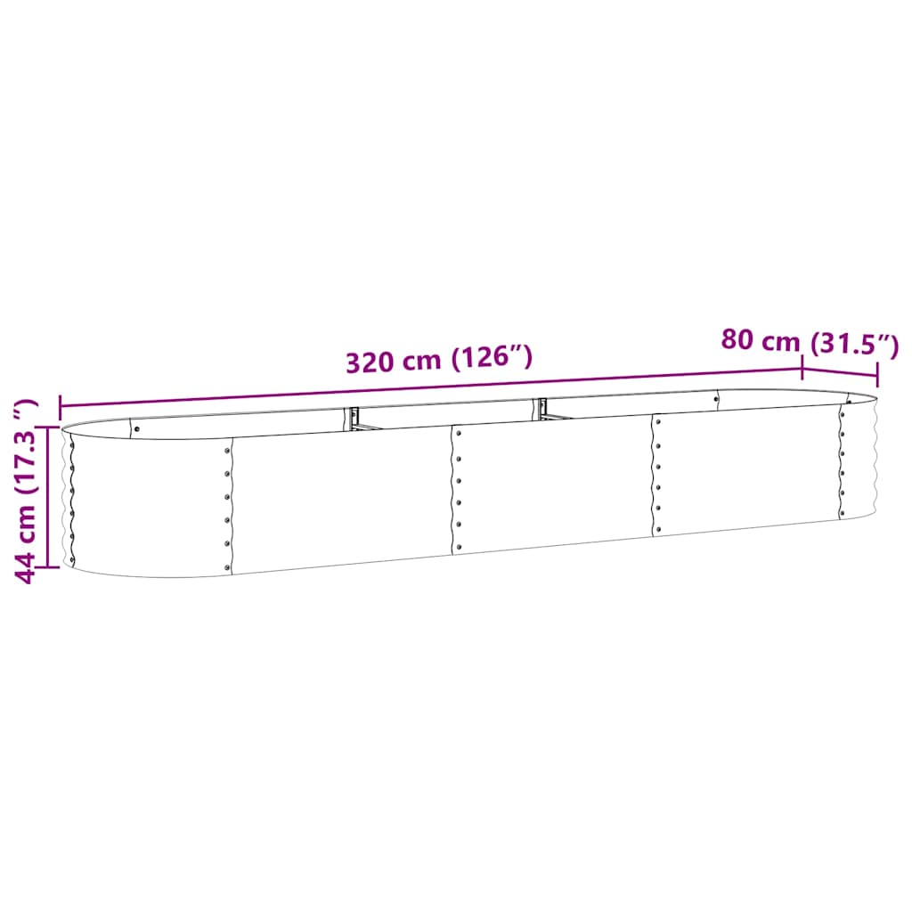 Letto Rialzato Marrone 320 x 80 x 44 cm Acciaio