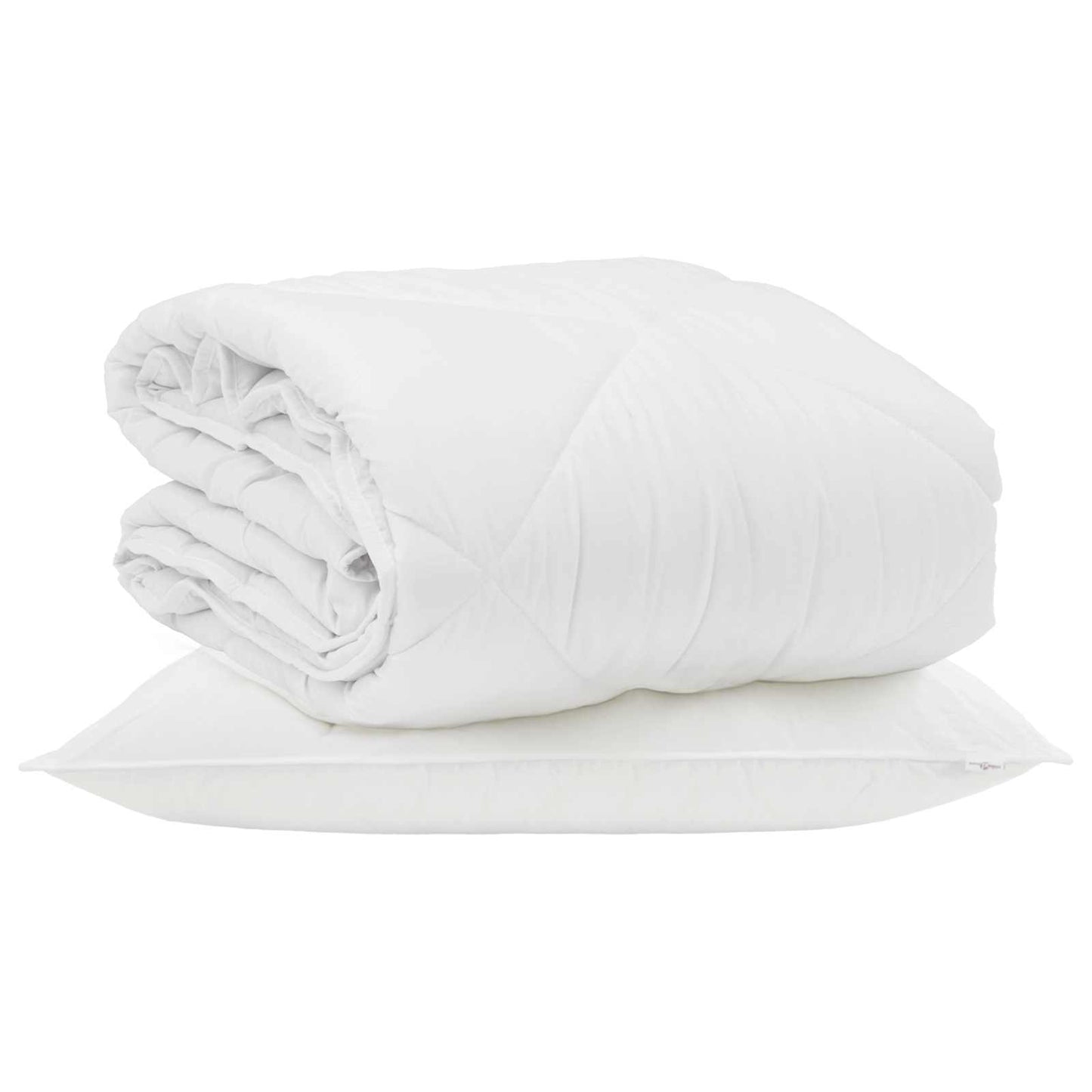 Duvet Estivo con cuscino 2 pcs Bianco Microfibra