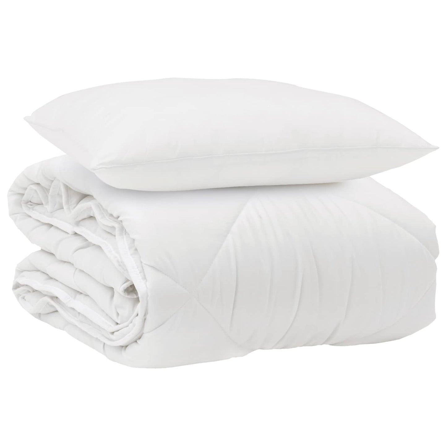 Duvet per Tutte le Stagioni con cuscino 2 pcs Bianco Microfibra