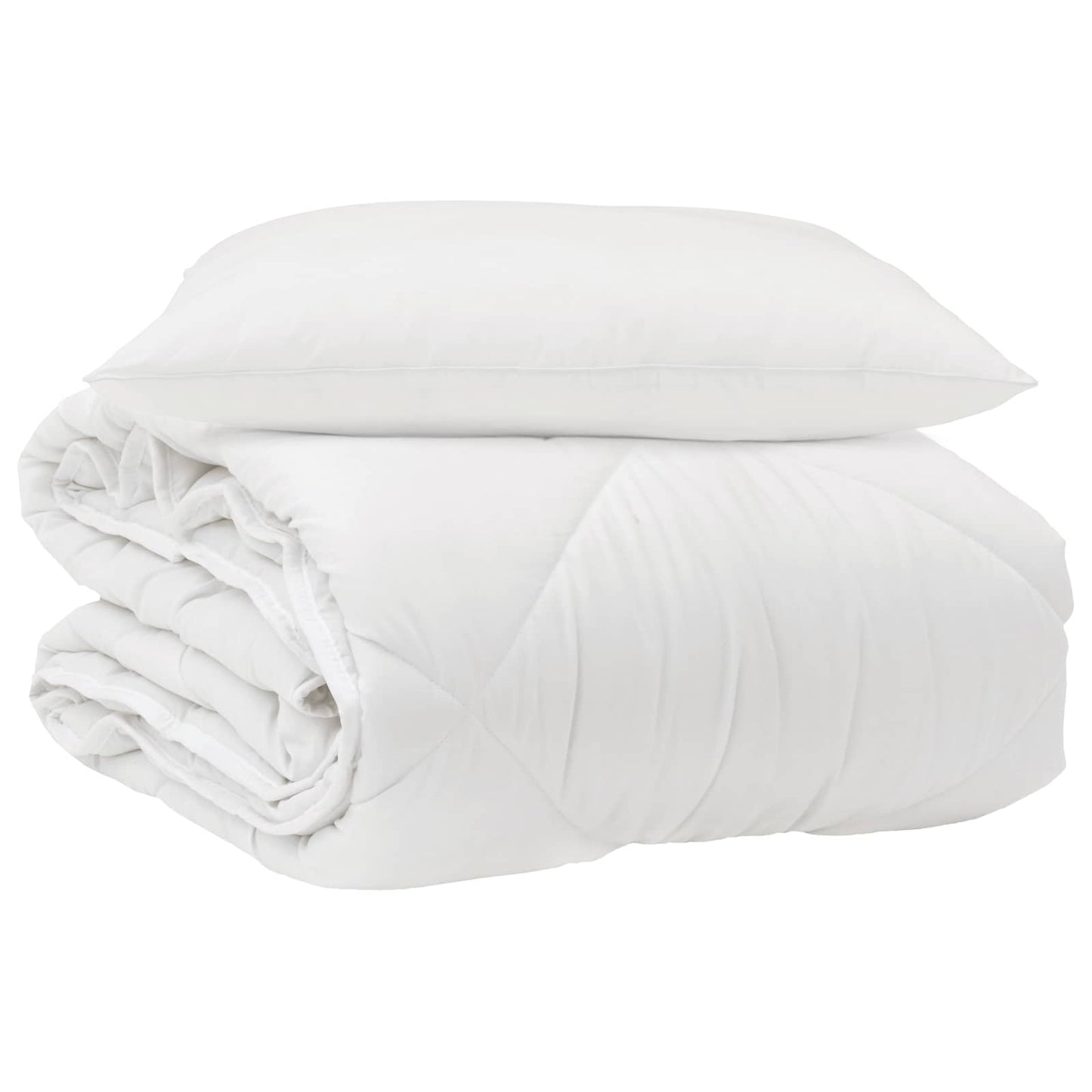 Duvet per Tutte le Stagioni con cuscino 2 pcs Bianco Microfibra