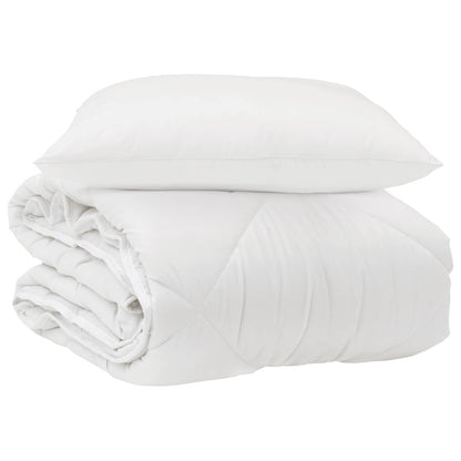 Duvet per Tutte le Stagioni con cuscino 2 pcs Bianco Microfibra