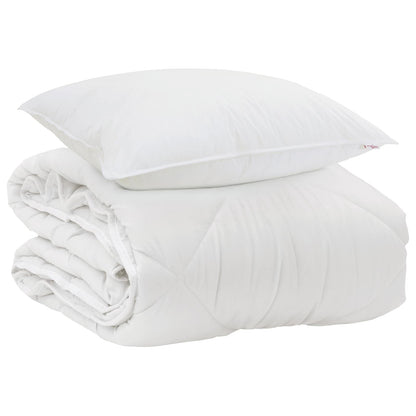 Duvet per Tutte le Stagioni con cuscino 2 pcs Bianco Microfibra | homemem39