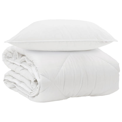 Duvet per Tutte le Stagioni con cuscino 2 pcs Bianco Microfibra