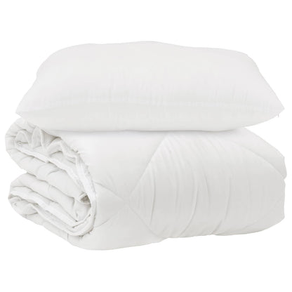 Piumone con cuscino 2 pcs Bianco Microfibra