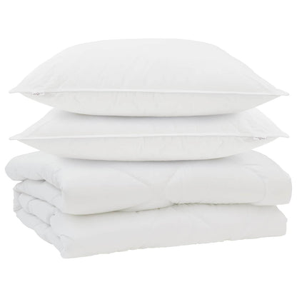 Piumone con cuscino 3 pcs Bianco Microfibra