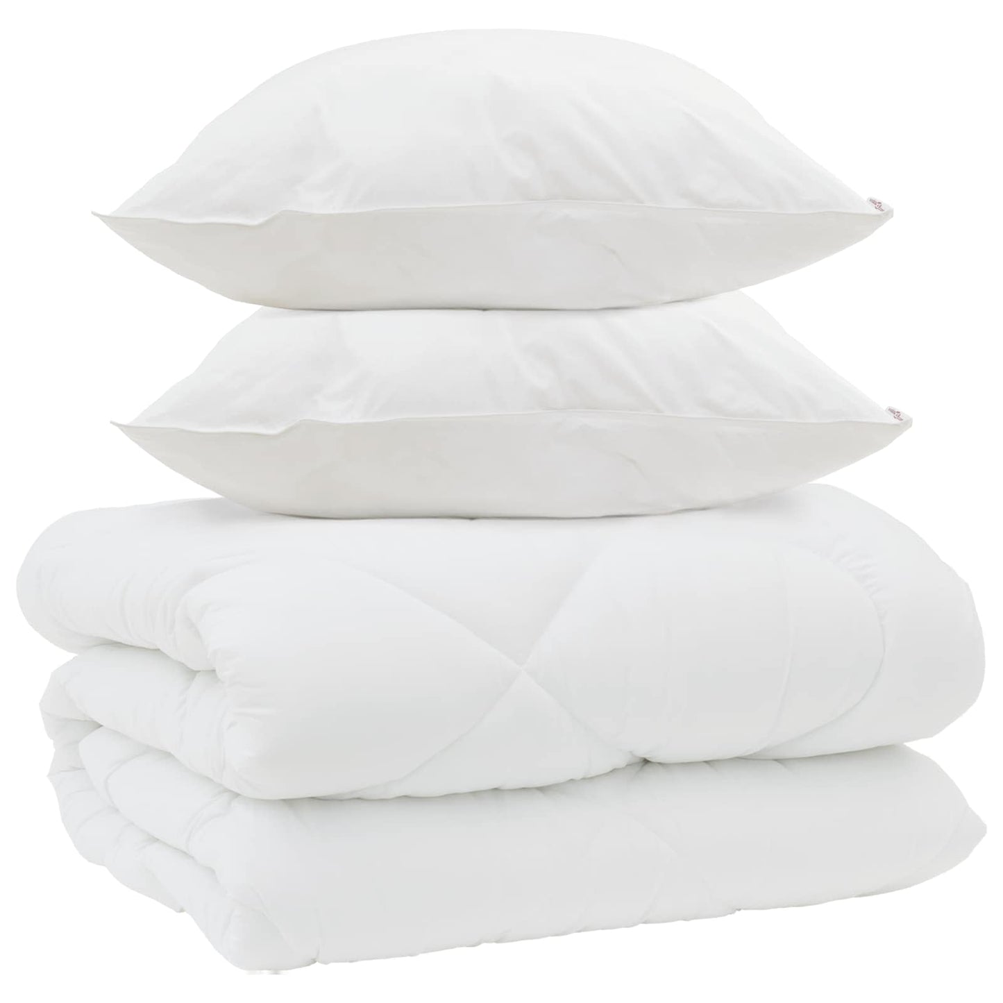 Duvet Invernale con cuscino 3 pcs Bianco Microfibra