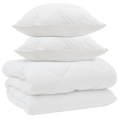 Duvet Invernale con cuscino 3 pcs Bianco Microfibra