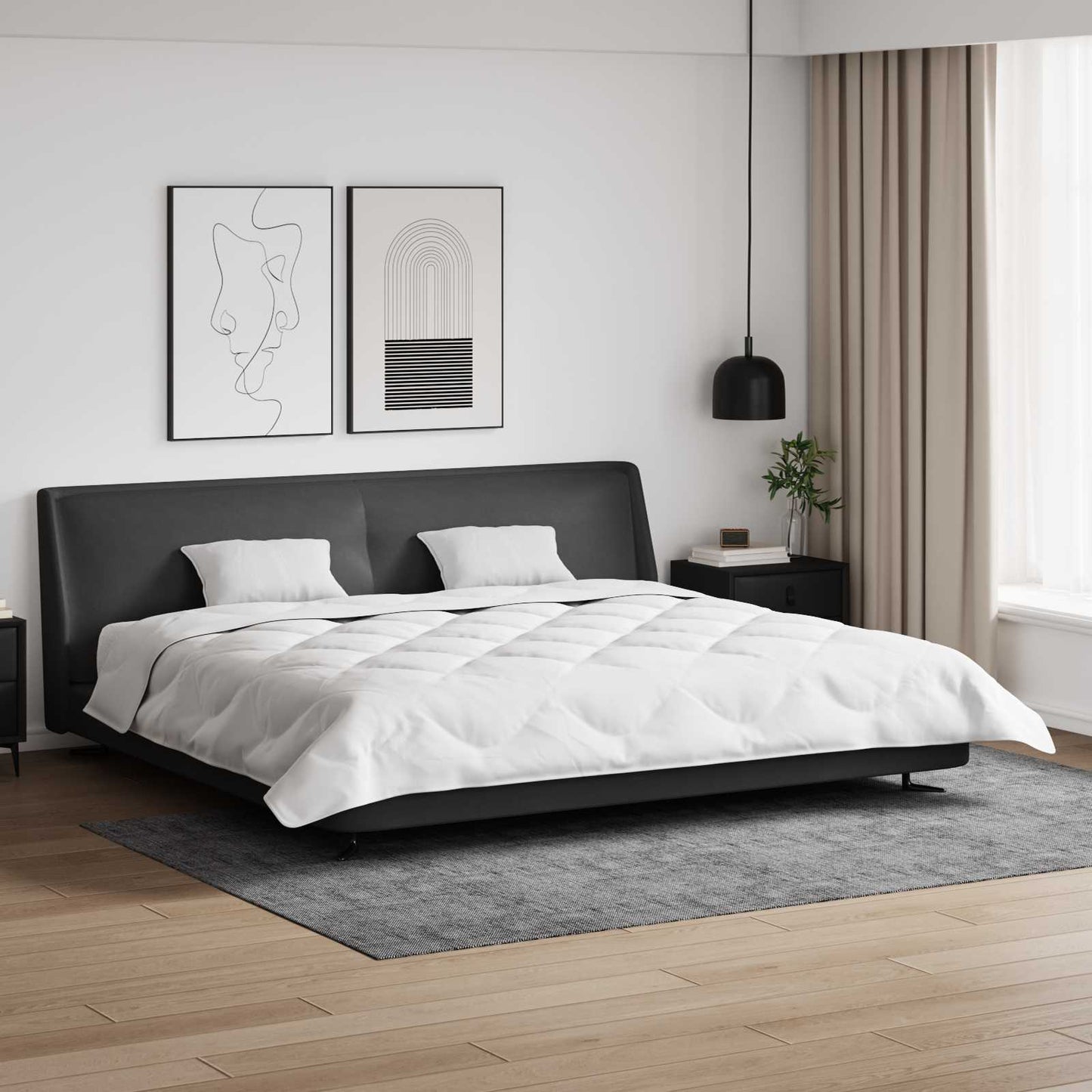 Piumone con Cuscini 3 pcs Bianco Microfibra e Piuma d'Oca