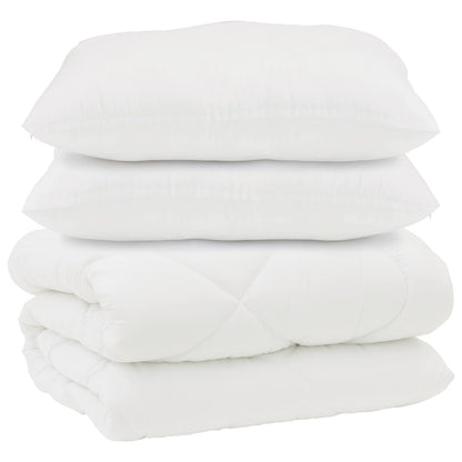 Piumone con Cuscini 3 pcs Bianco Microfibra e Piuma d'Oca
