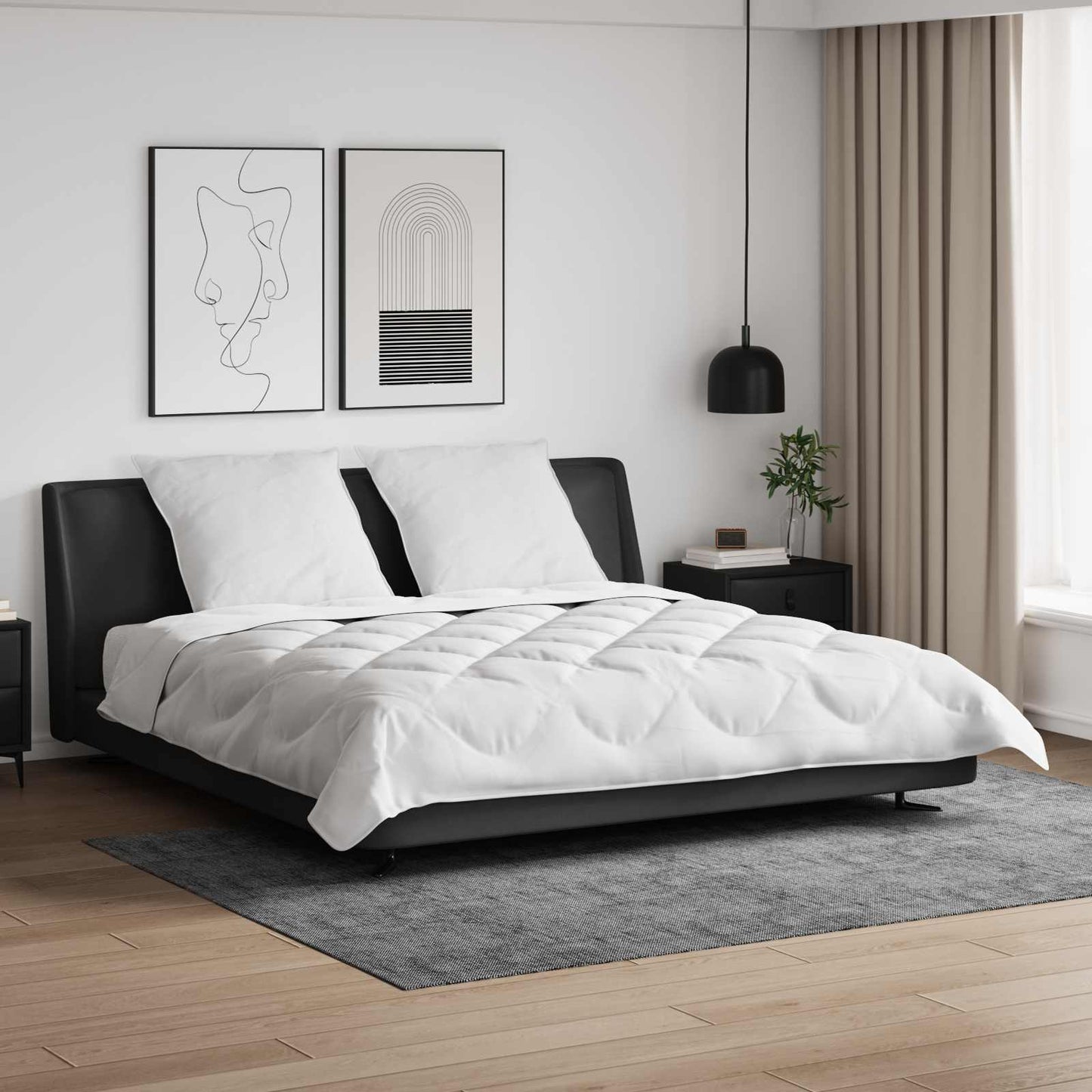 Piumone con Cuscini con cuscino 3 pcs Bianco Microfibra