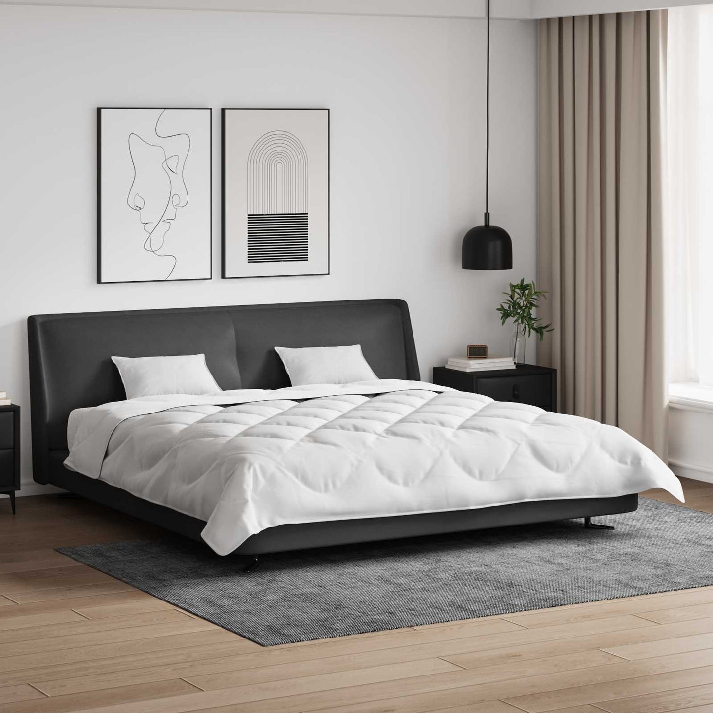 Piumone con Cuscini con cuscino 3 pcs Bianco Microfibra