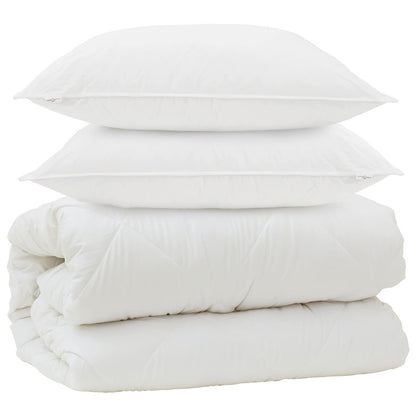 Piumone con Cuscini con cuscino 3 pcs Bianco Microfibra