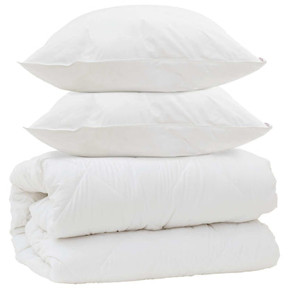 Piumone con Cuscini con cuscino 3 pcs Bianco Microfibra
