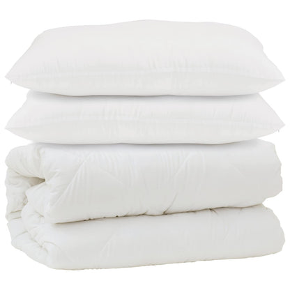 Piumone con cuscino 3 pcs Bianco Microfibra