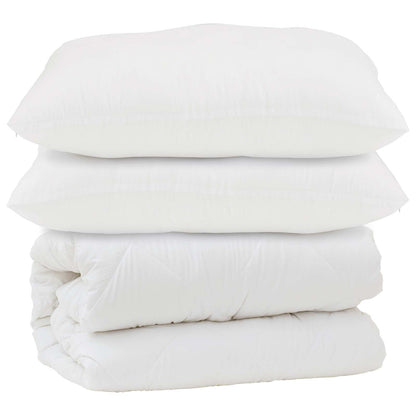 Piumone con cuscino 3 pcs Bianco Microfibra