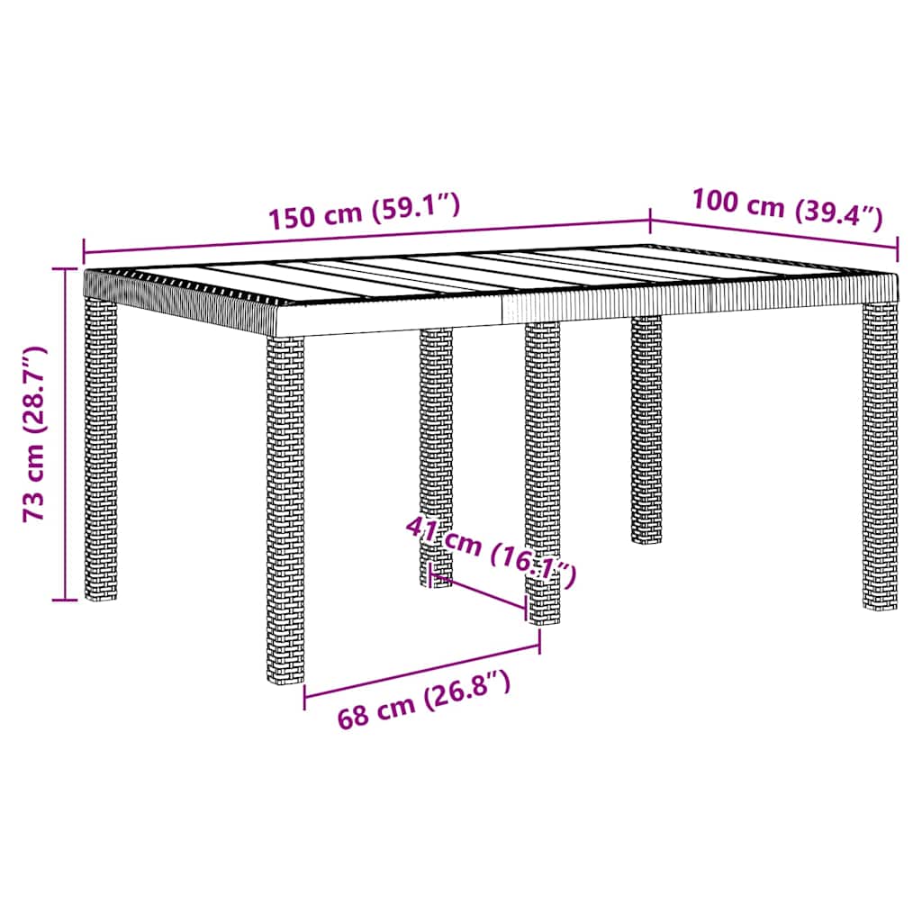Tavolo da Giardino Bianco 150 x 100 x 73 cm polyrattan