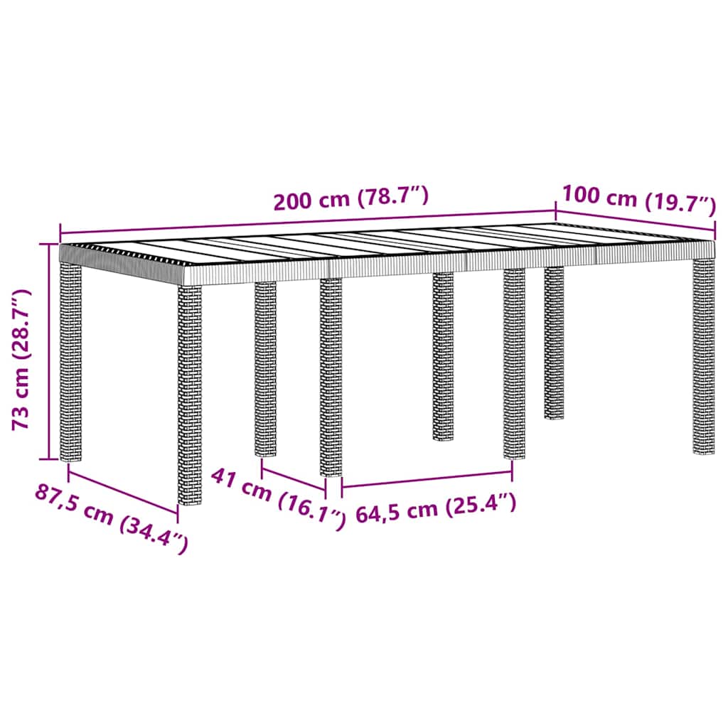Tavolo da Giardino Bianco 200 x 100 x 73 cm polyrattan