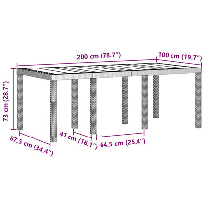Tavolo da Giardino Grigio chiaro 200 x 100 x 73 cm polyrattan | homemem39