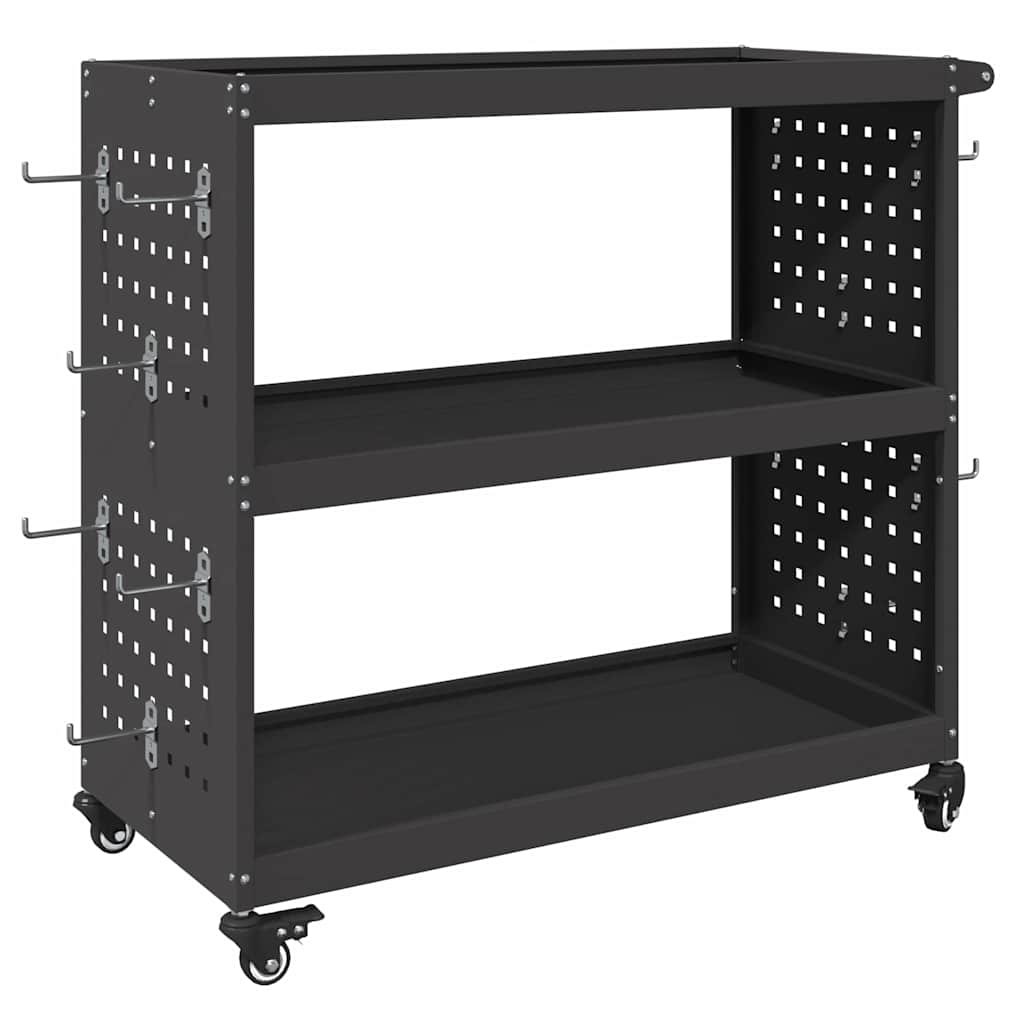 Carrello per Attrezzi con lo scaffale Nero 75 x 35 x 73 cm