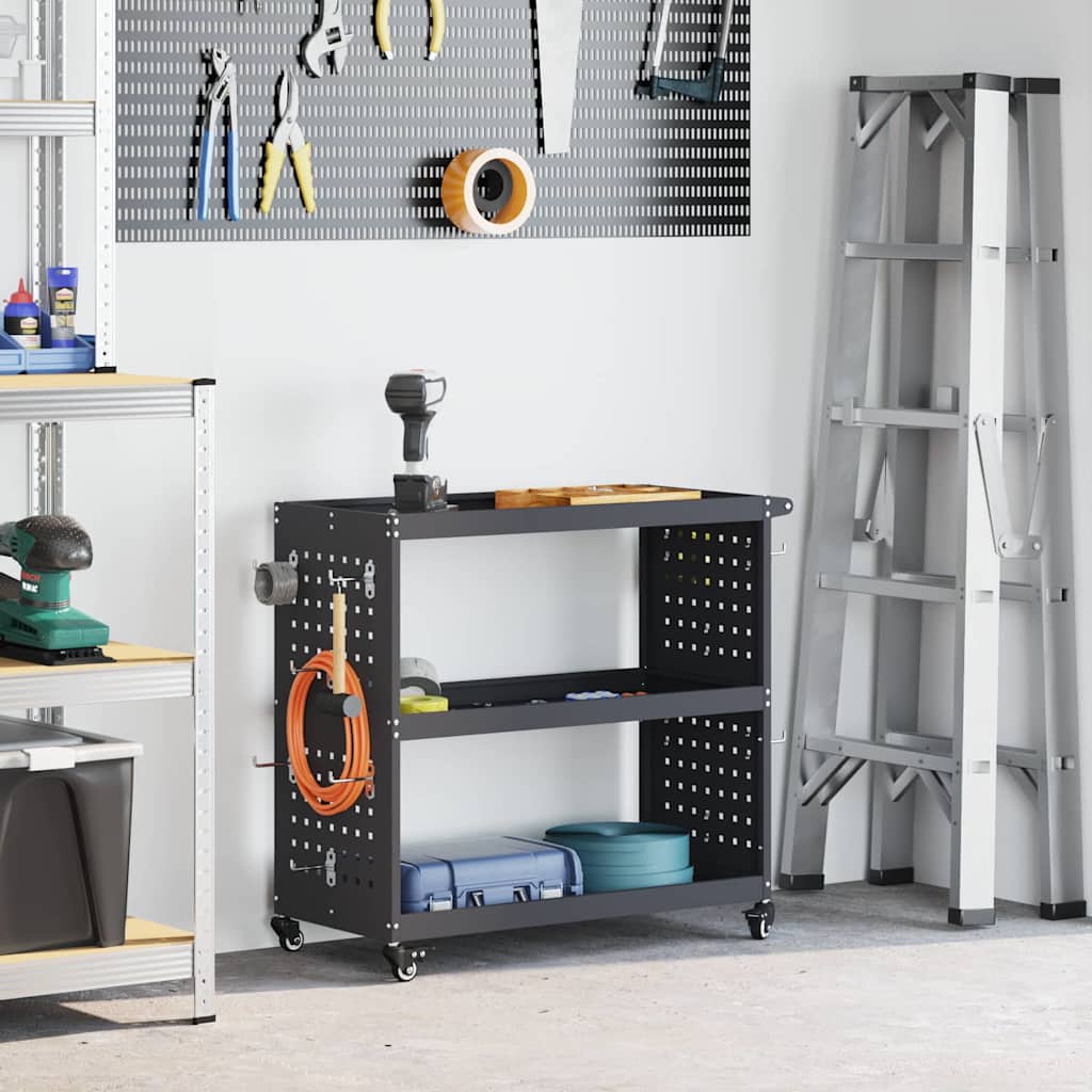 Carrello per Attrezzi con lo scaffale Antracite 75 x 35 x 73 cm