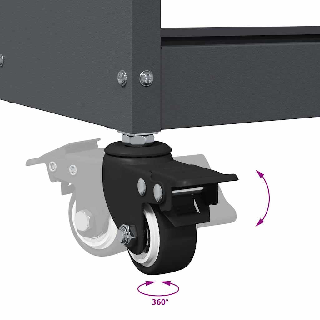 Carrello per Attrezzi con lo scaffale Antracite 75 x 35 x 73 cm