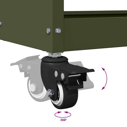 Carrello per Attrezzi con ruota Verde oliva 75 x 35 x 73 cm