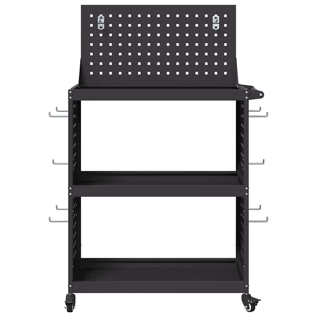 Carrello per Attrezzi con lo scaffale Nero 65 x 35 x 111 cm