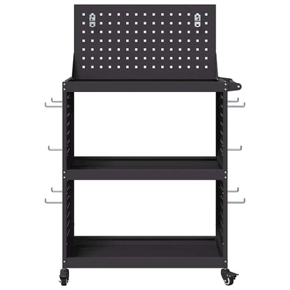 Carrello per Attrezzi con lo scaffale Nero 65 x 35 x 111 cm