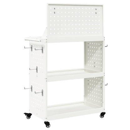 Carrello per Attrezzi con lo scaffale Bianco 65 x 35 x 111 cm