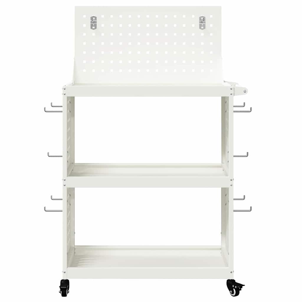 Carrello per Attrezzi con lo scaffale Bianco 65 x 35 x 111 cm