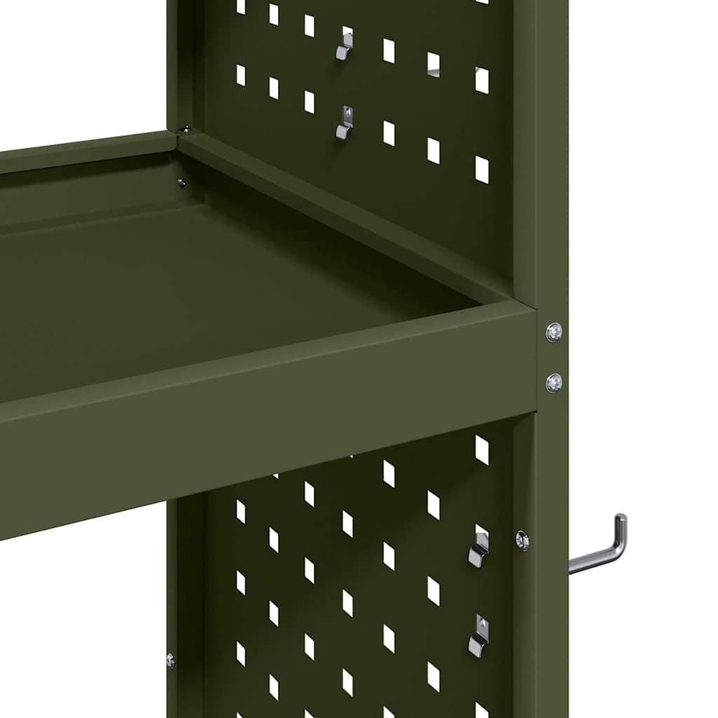 Carrello per Attrezzi con ruota Verde oliva 65 x 35 x 111 cm