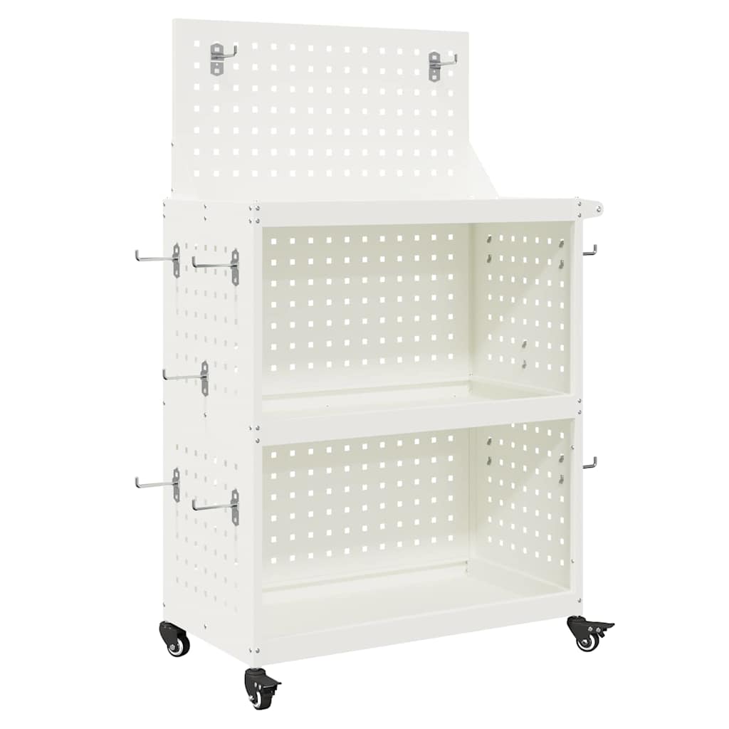 Carrello per Attrezzi con lo scaffale Bianco 65 x 35 x 111 cm