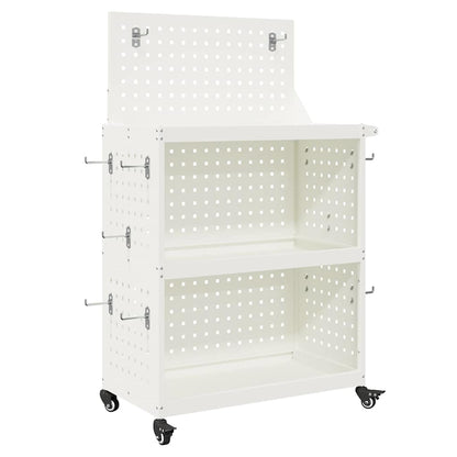 Carrello per Attrezzi con lo scaffale Bianco 65 x 35 x 111 cm