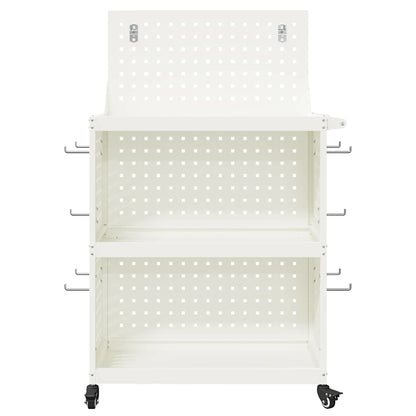 Carrello per Attrezzi con lo scaffale Bianco 65 x 35 x 111 cm
