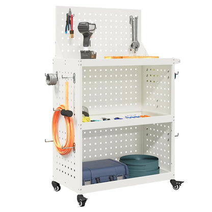 Carrello per Attrezzi con lo scaffale Bianco 65 x 35 x 111 cm
