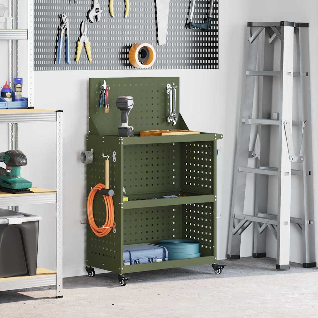 Carrello per Attrezzi con ruota Verde oliva 65 x 35 x 111 cm