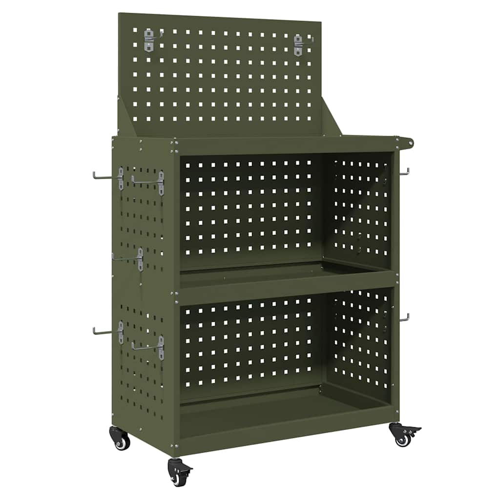 Carrello per Attrezzi con ruota Verde oliva 65 x 35 x 111 cm