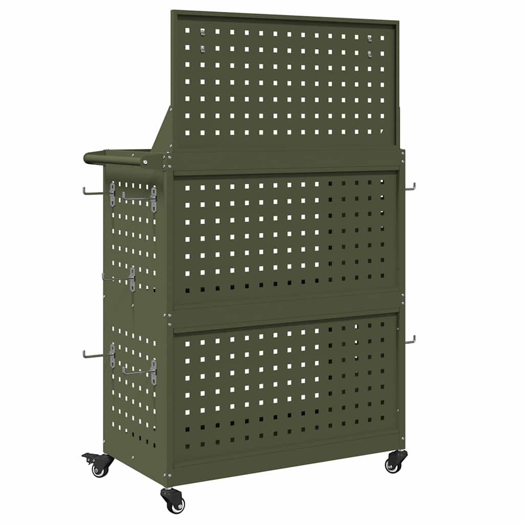 Carrello per Attrezzi con ruota Verde oliva 65 x 35 x 111 cm