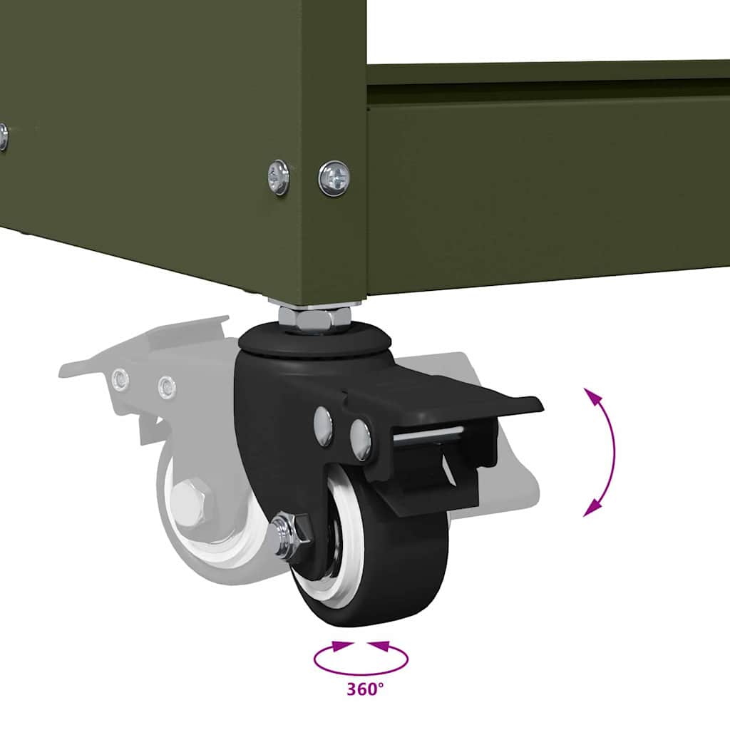 Carrello per Attrezzi con ruota Verde oliva 65 x 35 x 111 cm