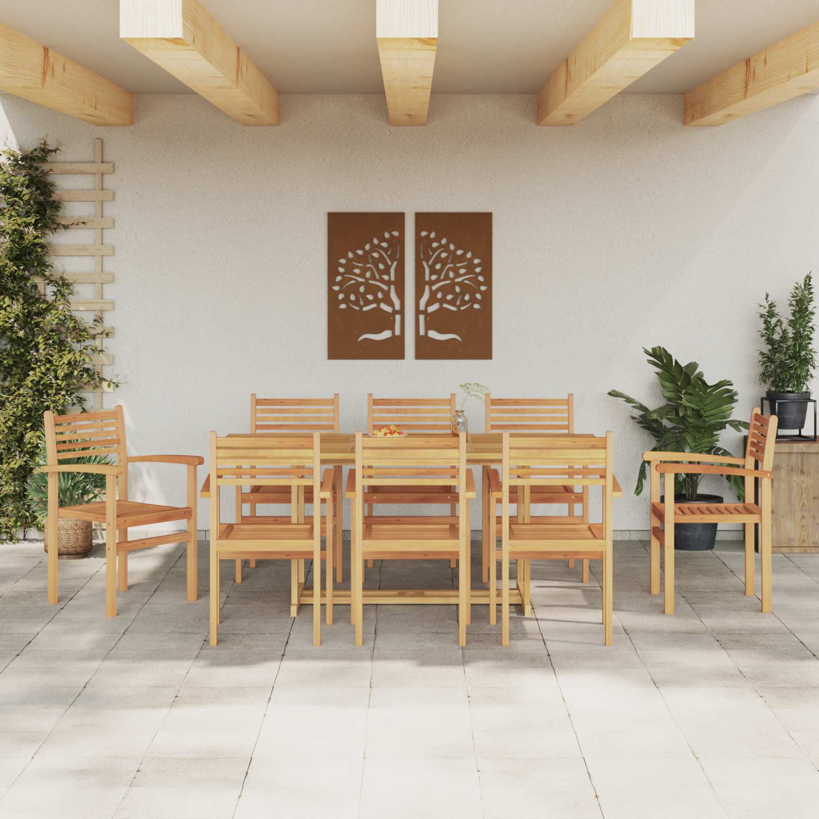 Set da Pranzo per Giardino 9 pcs Marrone Legno di teak solido | homemem39