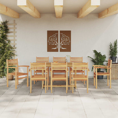 Set da Pranzo per Giardino 9 pcs Marrone Legno di teak solido | homemem39