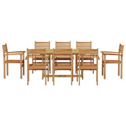 Set da Pranzo per Giardino 9 pcs Marrone Legno di teak solido | homemem39