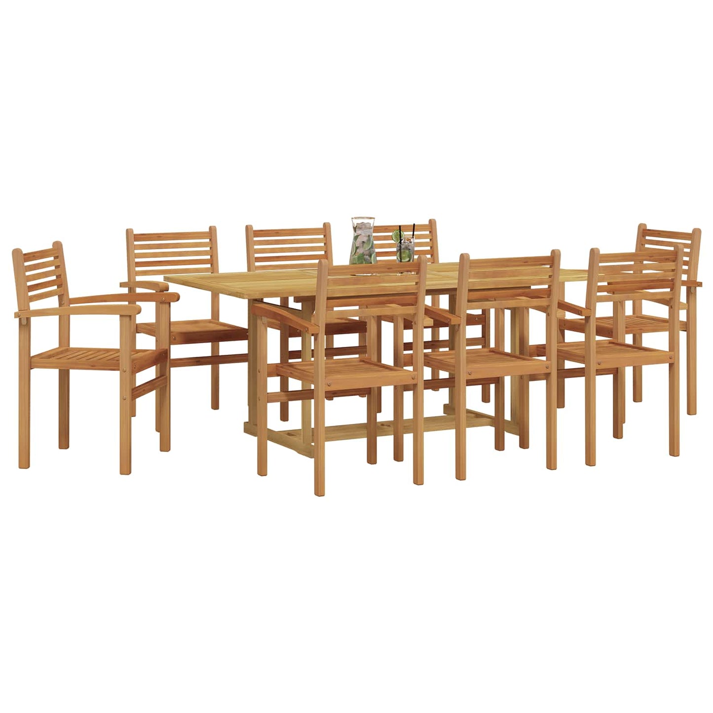 Set da Pranzo per Giardino 9 pcs Marrone Legno di teak solido | homemem39