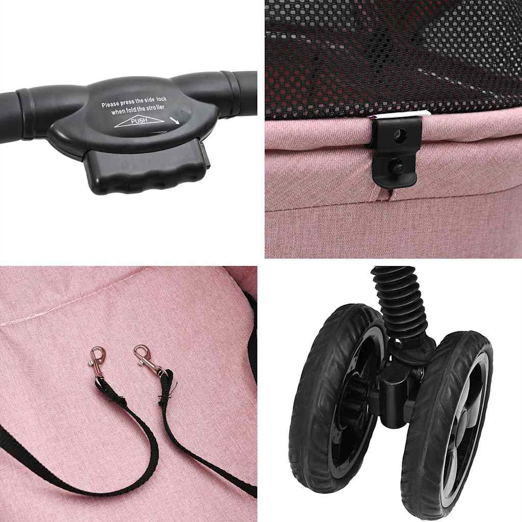 Passeggino pieghevole per animali Rosa 81 x 47 x 99 cm - homemem39