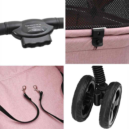 Passeggino pieghevole per animali Rosa 81 x 47 x 99 cm - homemem39