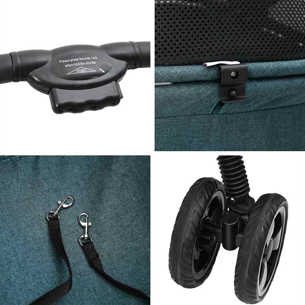 Passeggino pieghevole per animali Verde 81 x 47 x 99 cm - homemem39