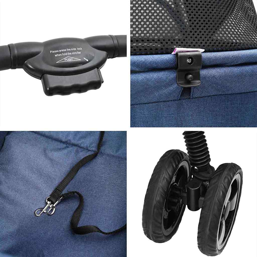 Passeggino pieghevole per animali Blu 81 x 47 x 99 cm - homemem39