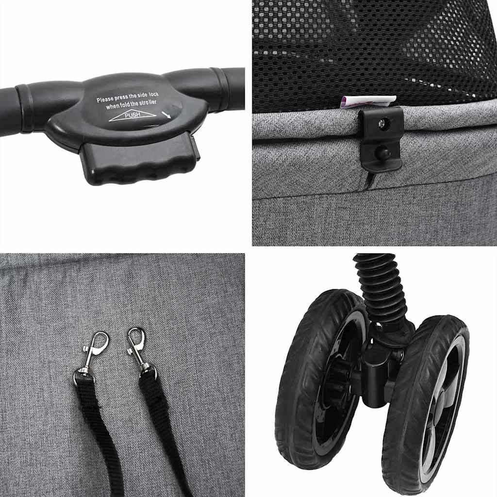 Passeggino pieghevole per animali Grigio 81 x 47 x 99 cm - homemem39